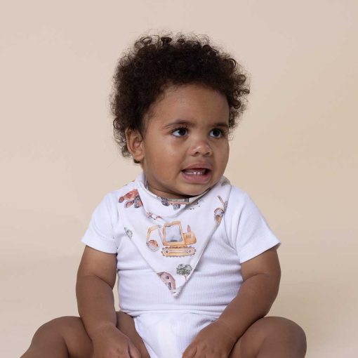 Snuggle Hunny Kids Diggers & Tractors Organic Dribble Bib | Aster & Ruby