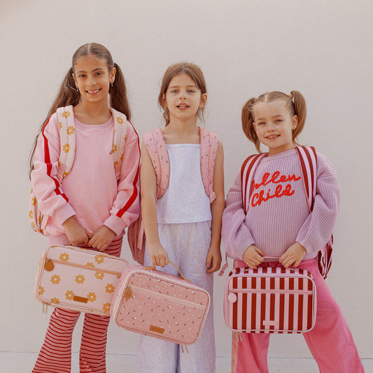 Burgundy Stripe Large Lunch Bag