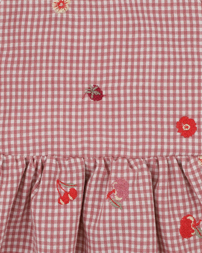 Orchard Bloom Embroidered Check Dress