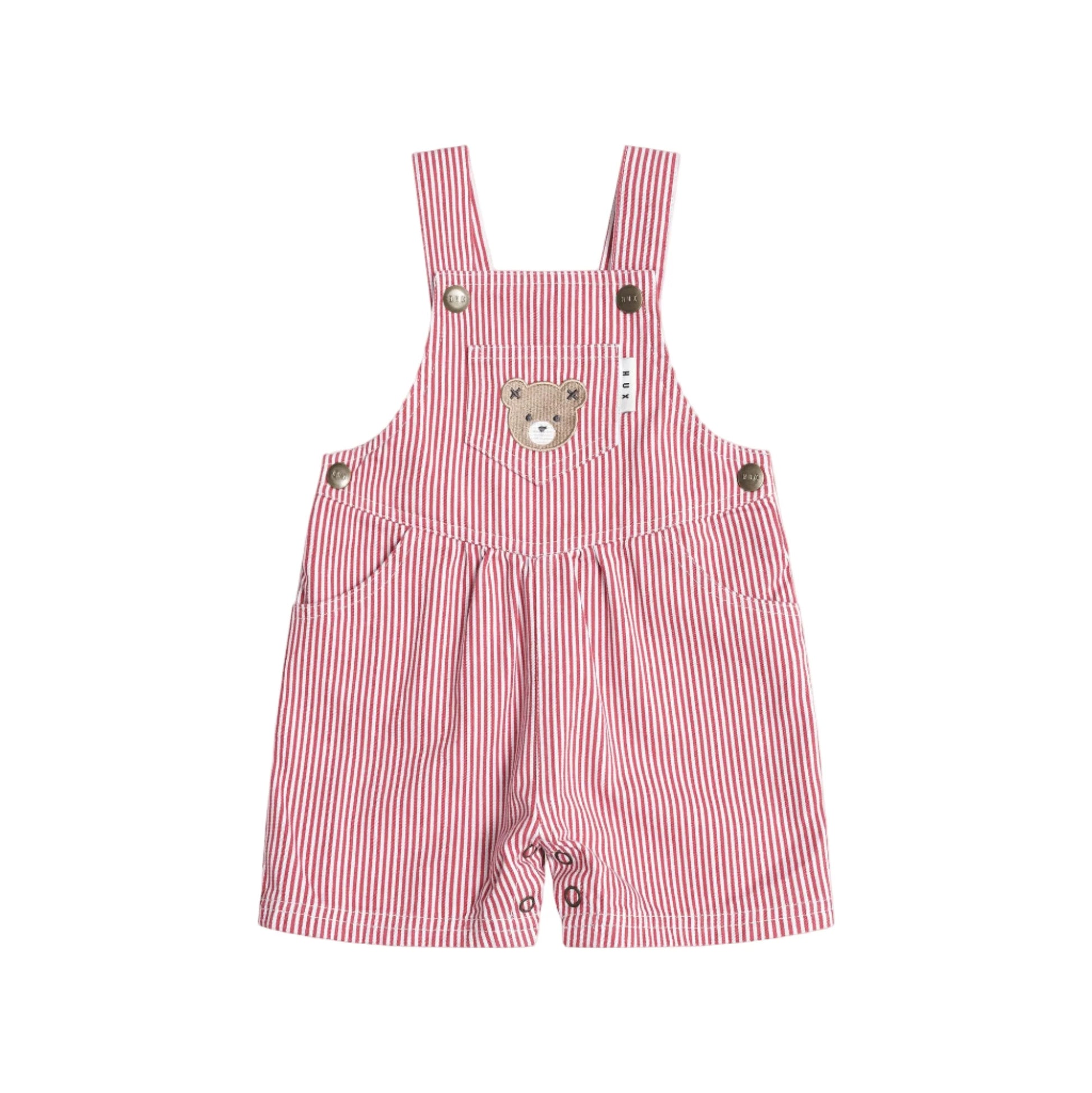 Huxbaby Chill Red Stripe Short Overalls | Aster & Ruby