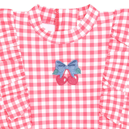 Cherry Bow Gingham Frill Swimsuit