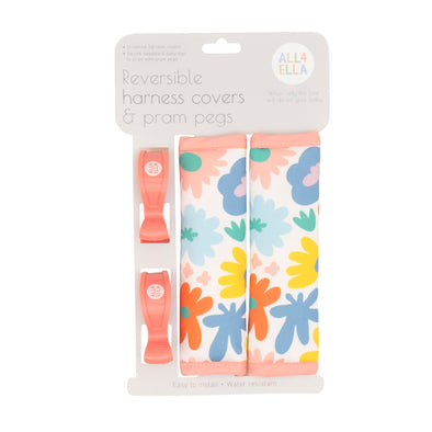 All4Ella Bright Floral Harness Covers & Pram Pegs Set
