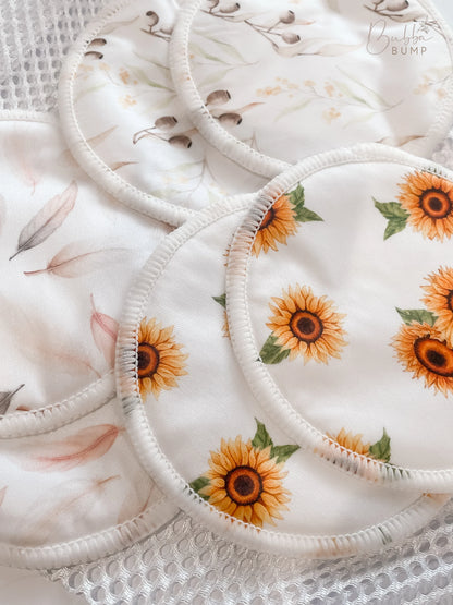 14 Pack Organic Bamboo Reusable Breast Pads | 7 Pairs (Mixed Prints)