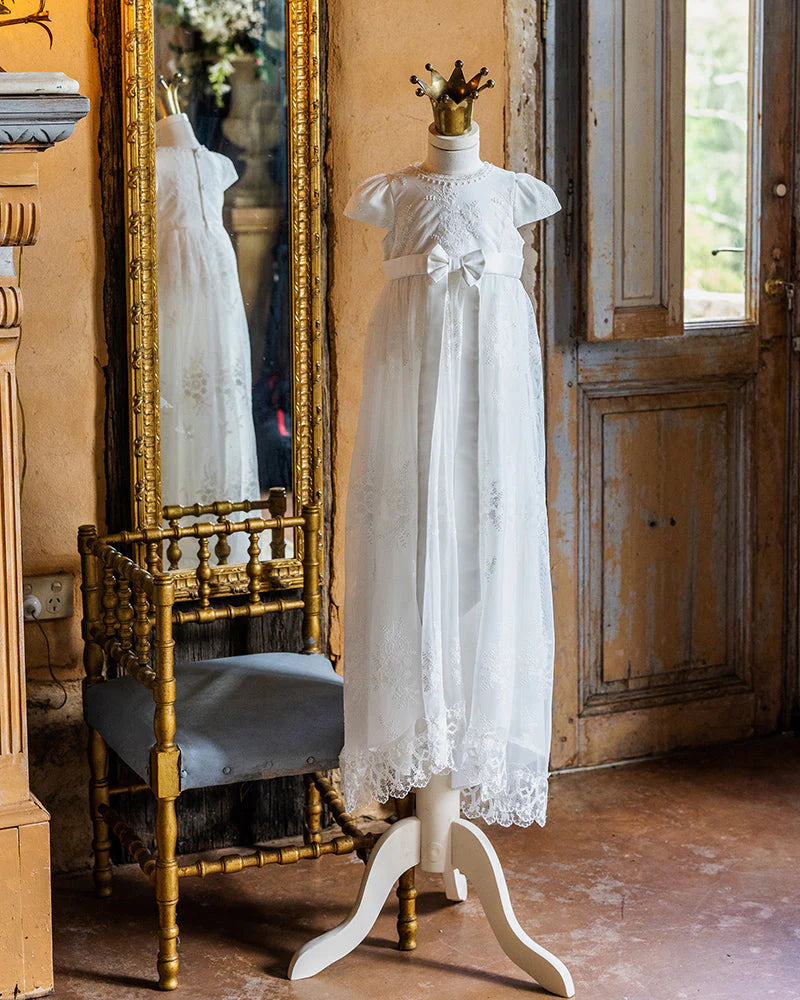 Bebe Open Back Christening Dress | Aster & Ruby