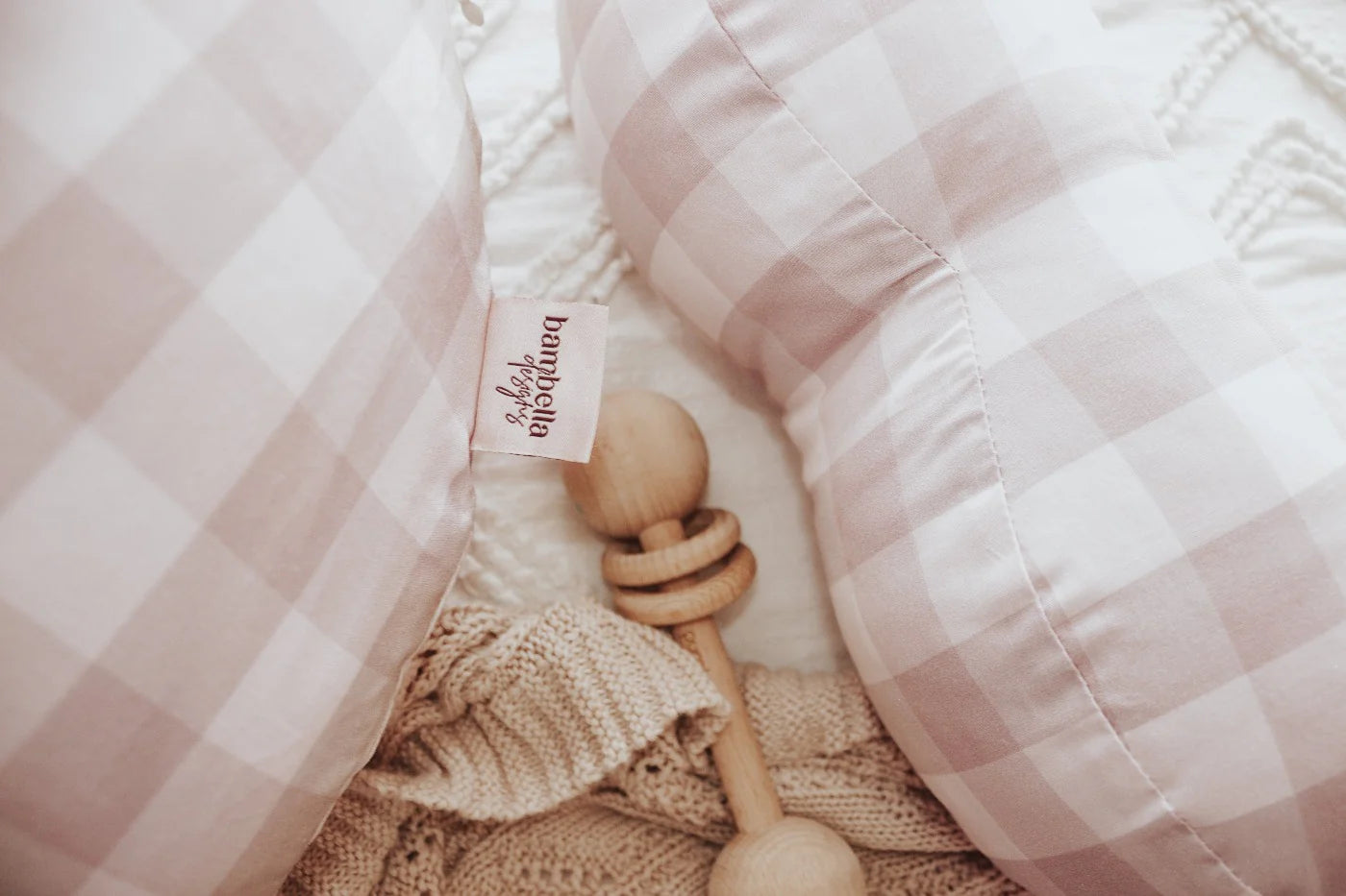 Feeding Pillow Set Blush Gingham