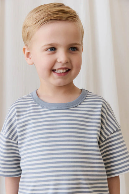 Pima Cotton Wesley Tee Narrow Stripe Dawn / Cloud