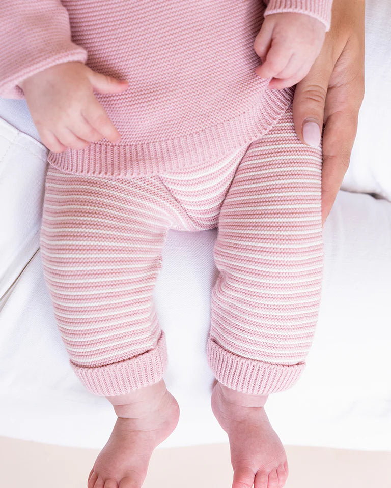 Fern Stripe Organic Knitted Leggings blossom
