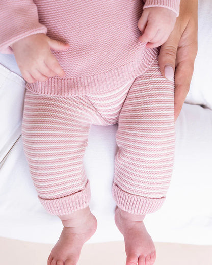 Fern Stripe Organic Knitted Leggings blossom