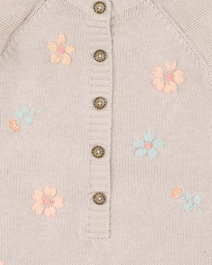 Fern Hand Embroidered Organic Knitted Romper