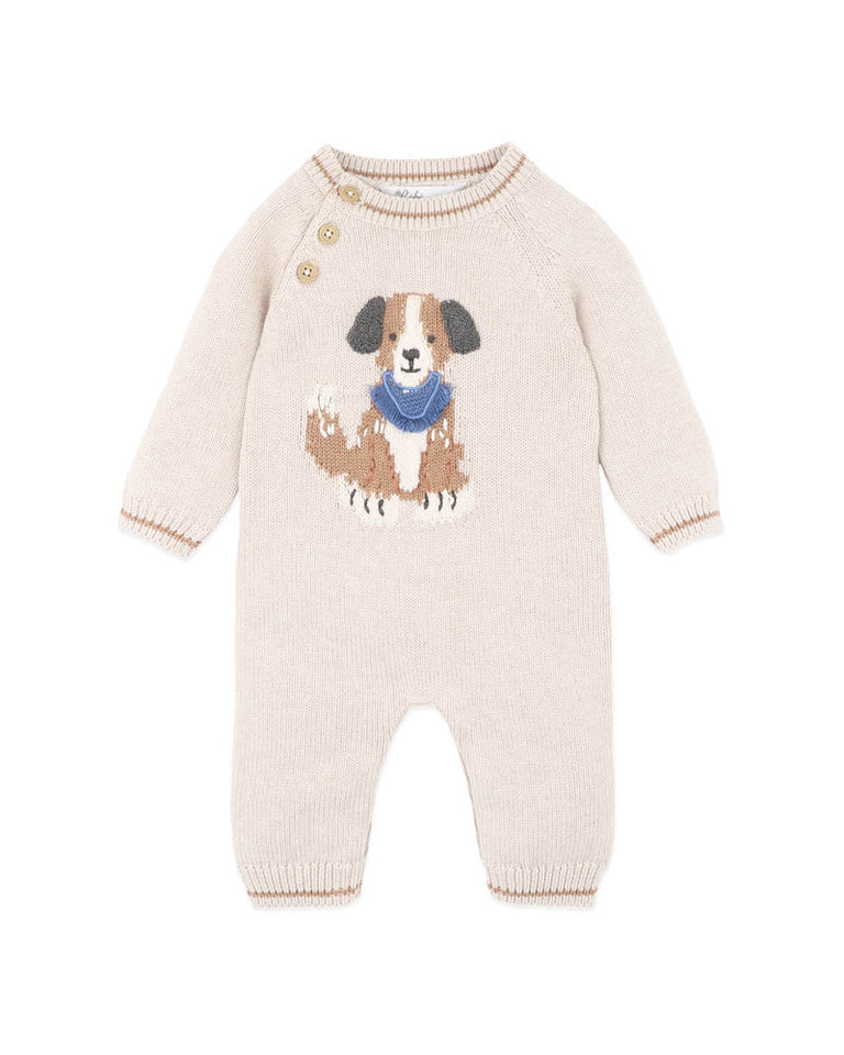 Otto Organic Knitted LS Romper - Oat