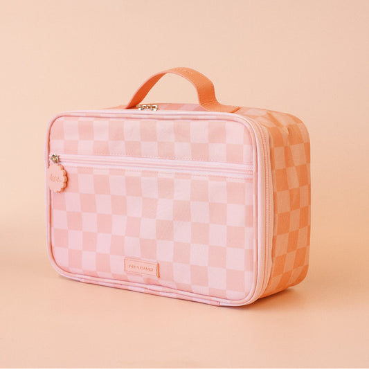 Fox & Fallow Peach Check Large Lunch Bag | Aster & Ruby