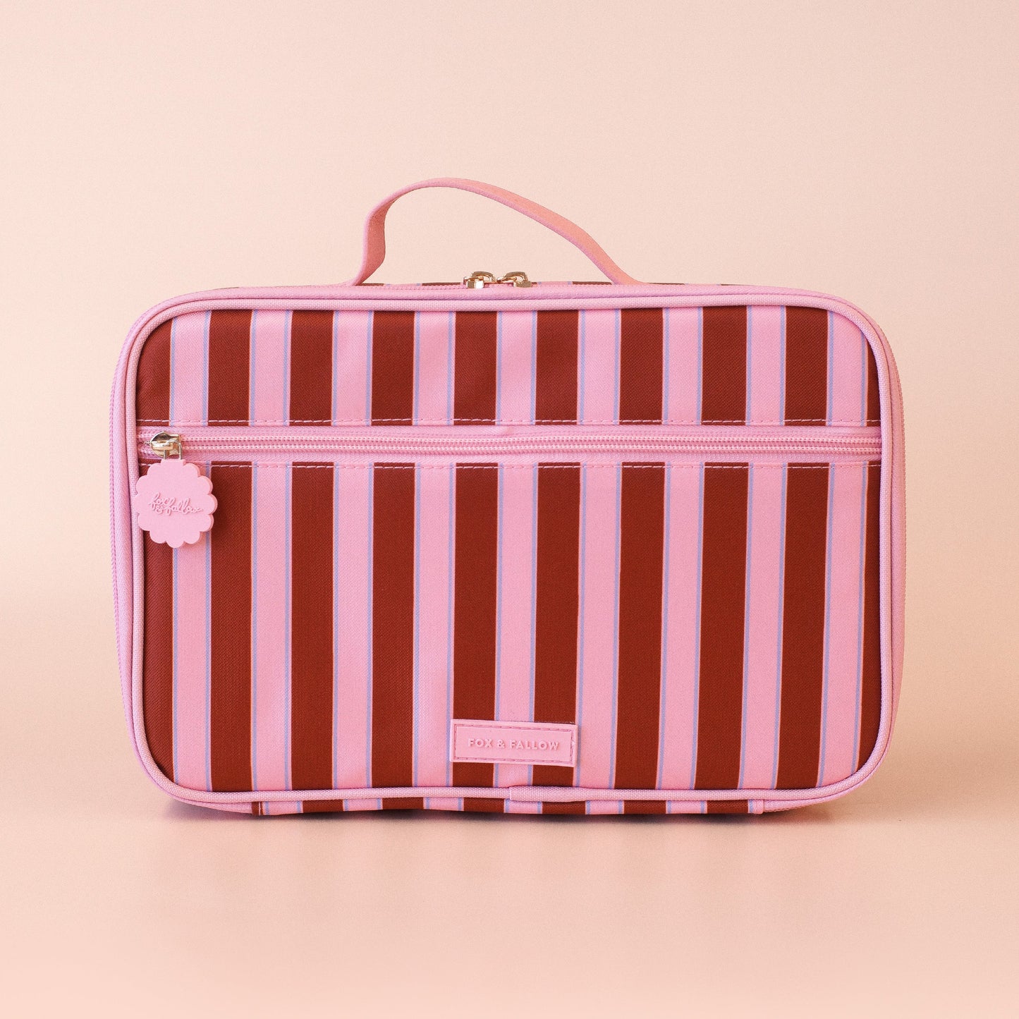 Burgundy Stripe Large Lunch Bag