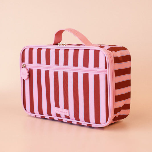 Burgundy Stripe Large Lunch Bag