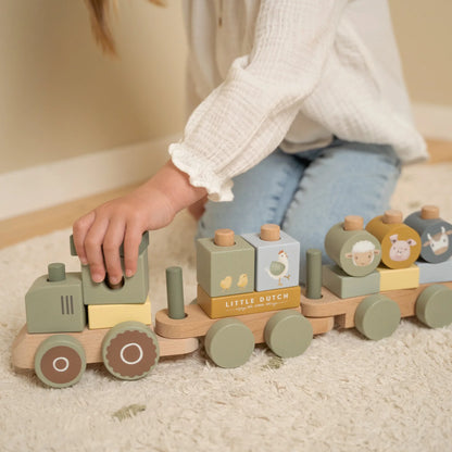 Wooden Stacking Train Tractor