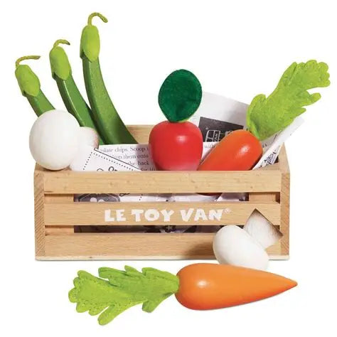 Le Toy Van Harvest Vegetables Wooden Food Crate 9 Piece | Aster & Ruby