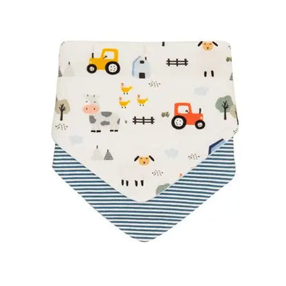 All4Ella Reversible Bandana Bibs 2pk Barnyard | Aster & Ruby