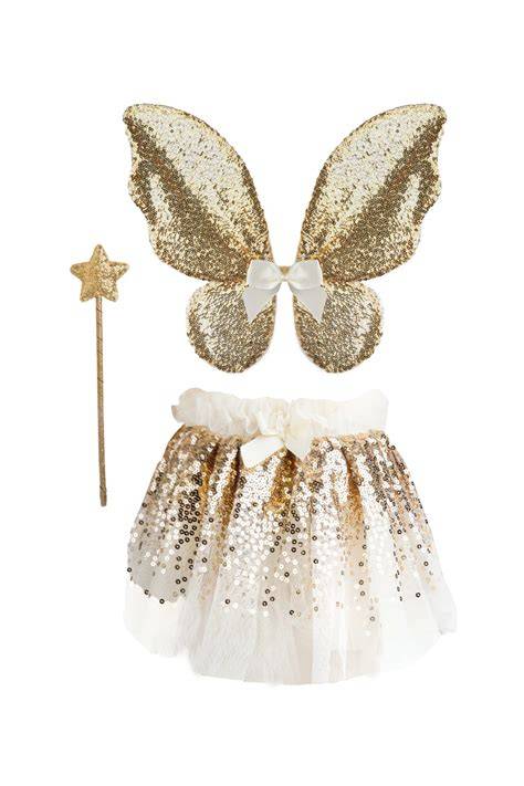 Gracious Gold Sequins Skirt, Wings & Wand Set