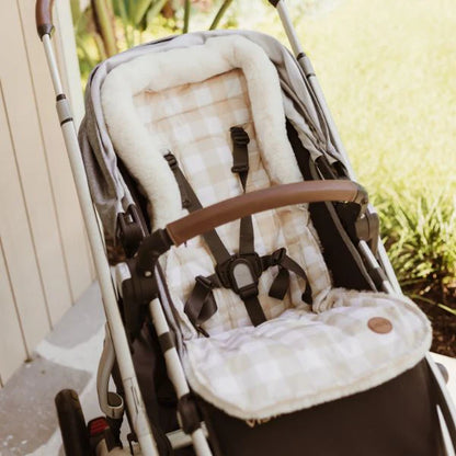 Cozy Fleece Pram Liner Beige Gingham
