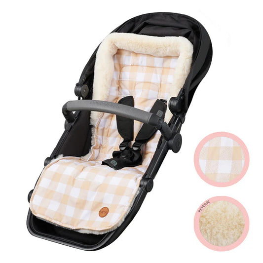 Cozy Fleece Pram Liner Beige Gingham
