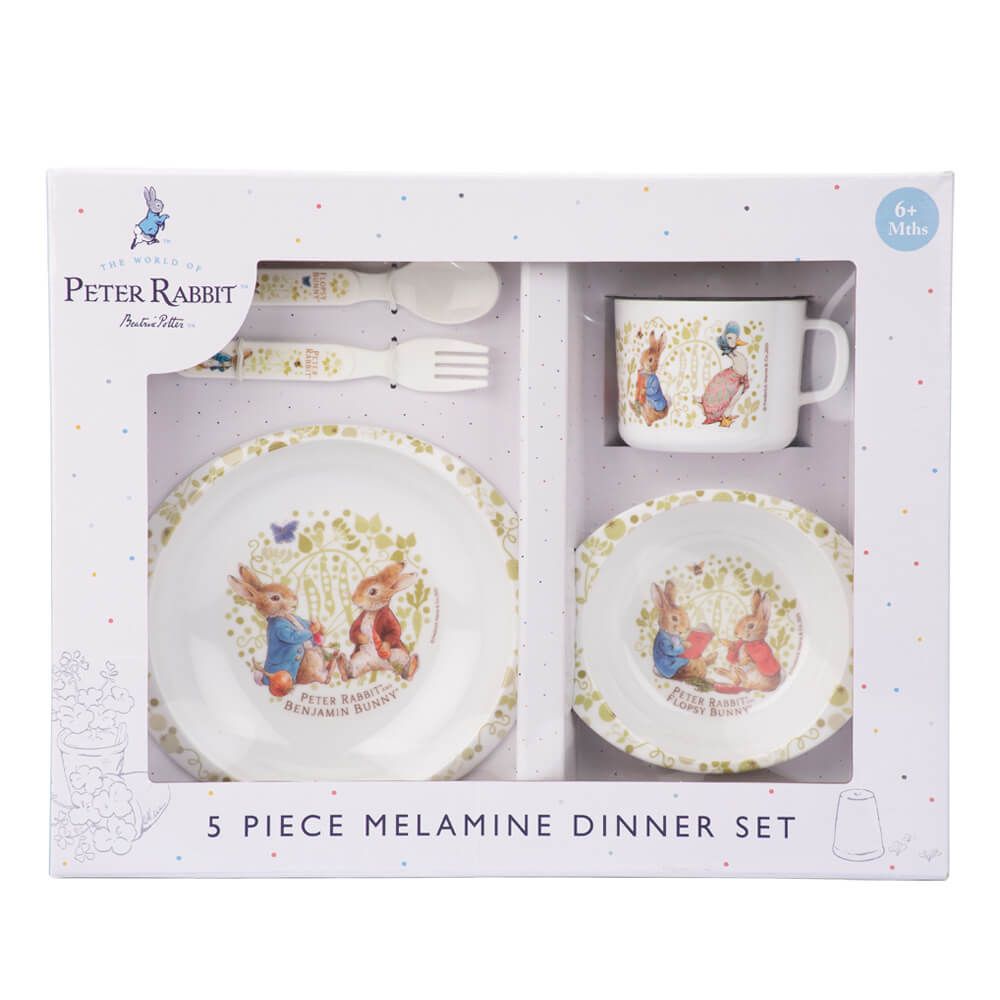 PETER RABBIT 5 PIECE MELAMINE DINNER SET