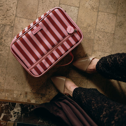 Burgundy Stripe Large Lunch Bag