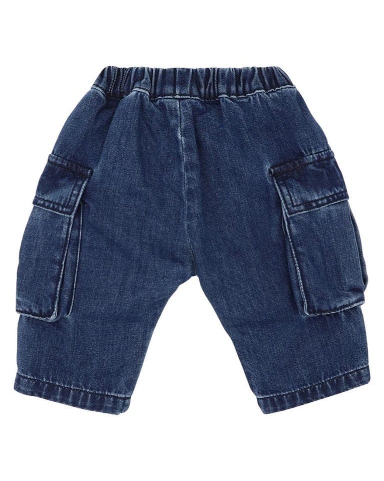 Indigo Pull-On Cargo Jeans