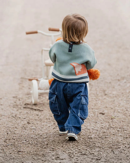 Indigo Pull-On Cargo Jeans