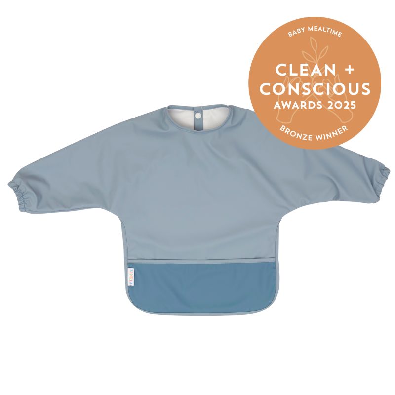 All4Ella Recycled Long Sleeve Bib - Two Tone Blue | Aster & Ruby