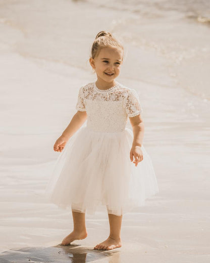Bebe Lace Bodice W Back Bow Dress | Aster & Ruby