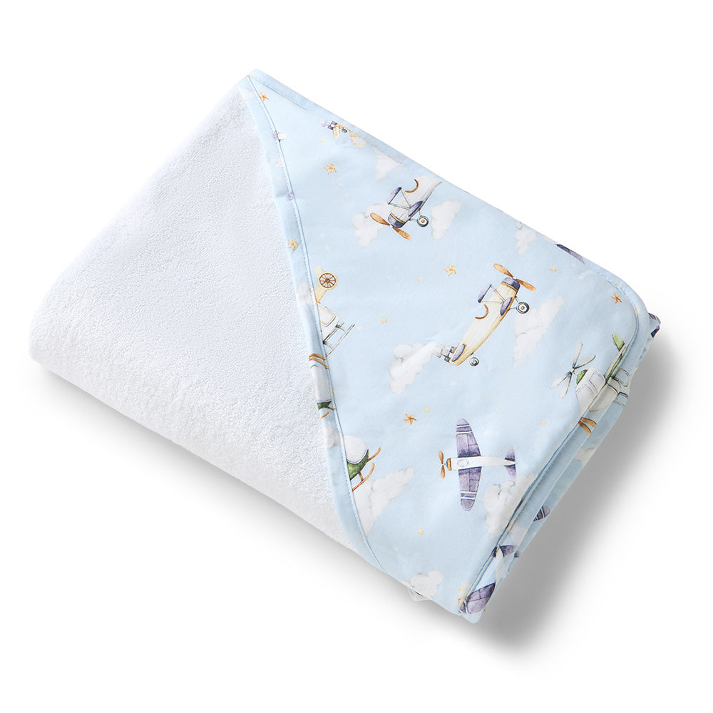 Snuggle Hunny Kids Taking Flight Organic Hooded Baby Towel | Aster & Ruby