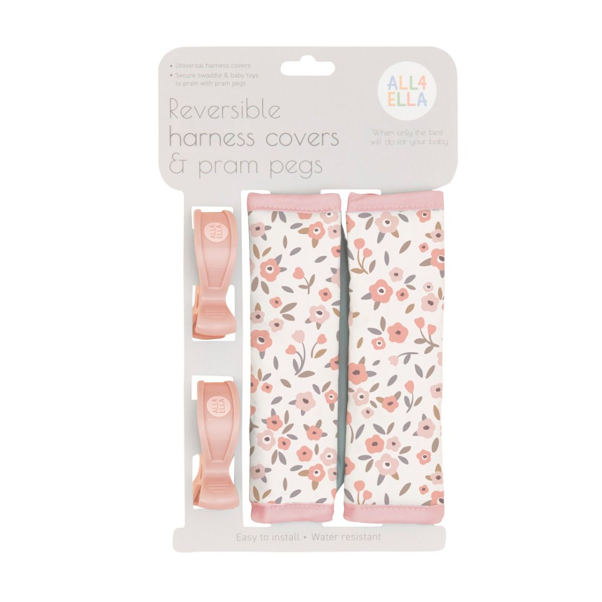 All4Ella Harness Covers & Pram Pegs Set Floral Bouquet | Aster & Ruby