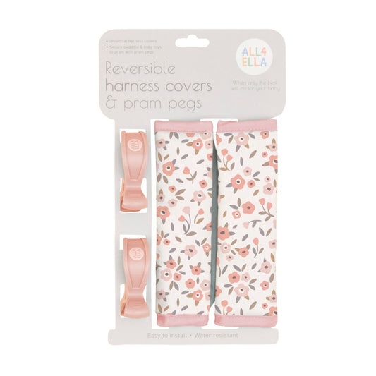 All4Ella Harness Covers & Pram Pegs Set Floral Bouquet | Aster & Ruby