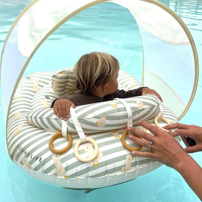 Interactive Baby Float Duck Sage Stripe
