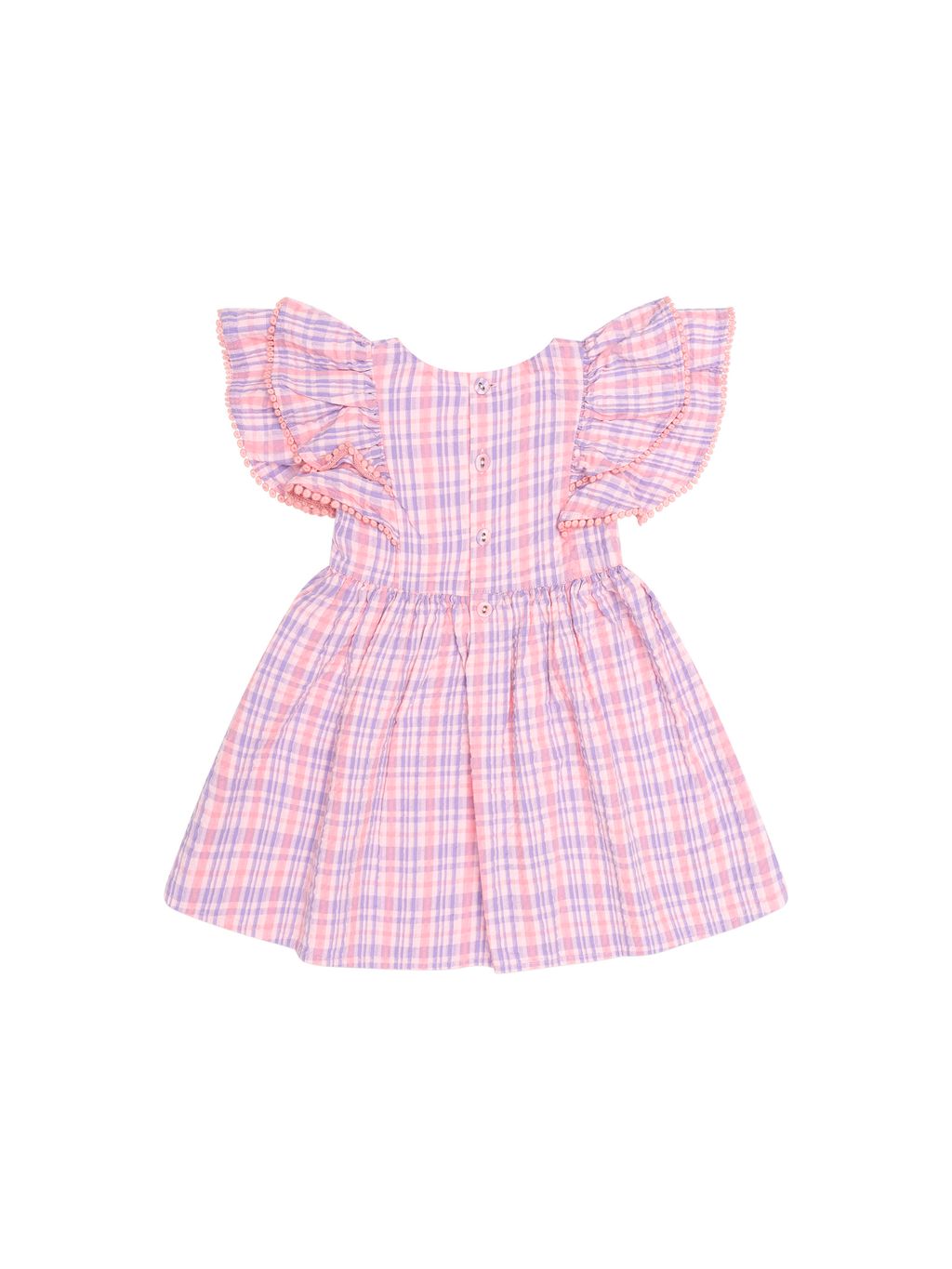 Floral Embroidered Tropical Check Dress