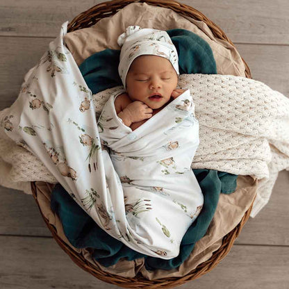 Snuggle Hunny Kids Duck Pond Organic Jersey Wrap & Beanie Set | Aster & Ruby