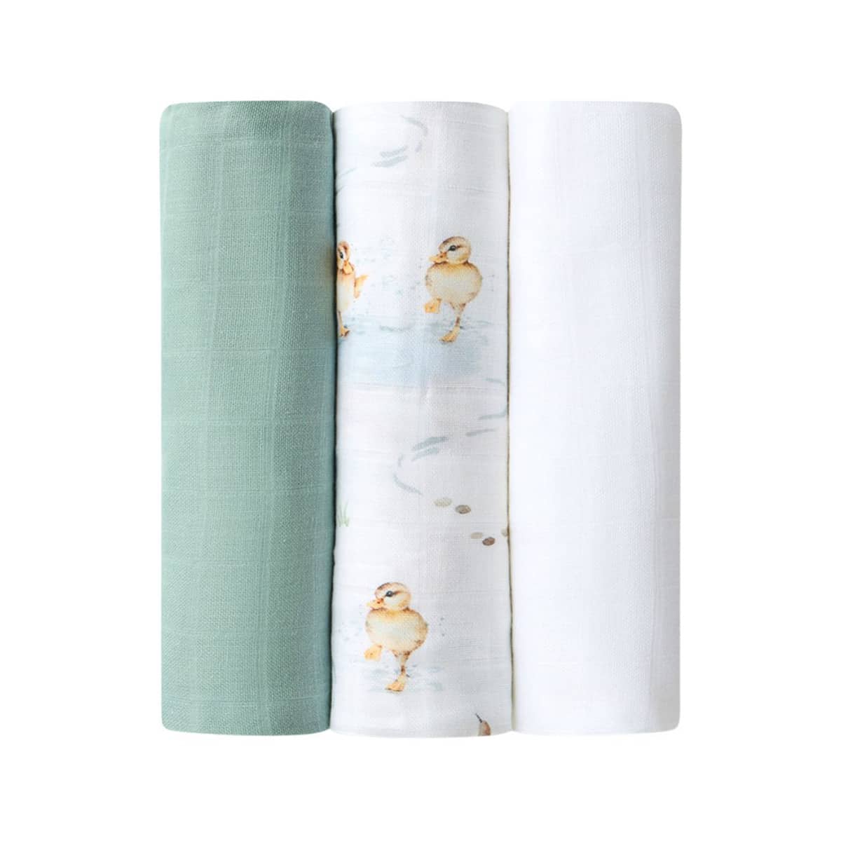 Large Organic Muslin Wraps - Duck Pond / Sage / Milk