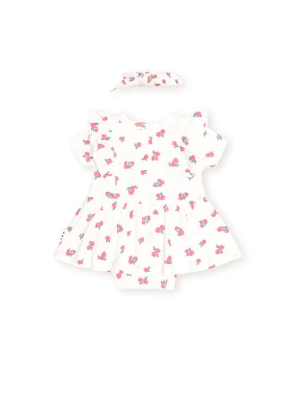 Floral Pointelle Sleeveless Dress Romper and Headband