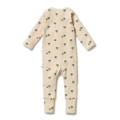 Tiny Palm Organic Zipsuit with Feet