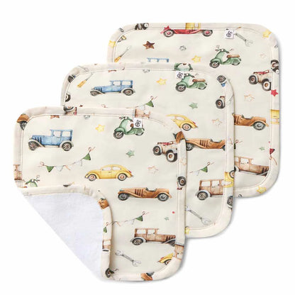 Organic Wash Cloths 3pk Vintage Cars