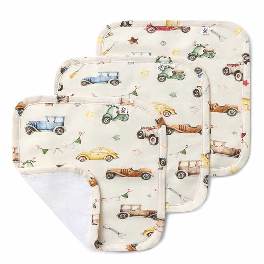 Organic Wash Cloths 3pk Vintage Cars