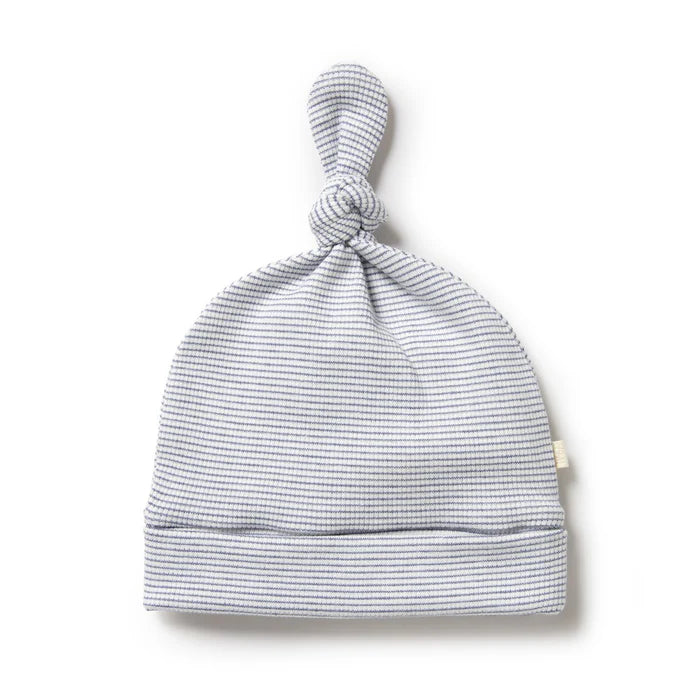 Organic Stripe Rib Knot Hat Rain Drop