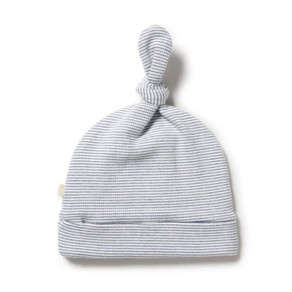 Organic Stripe Rib Knot Hat Rain Drop