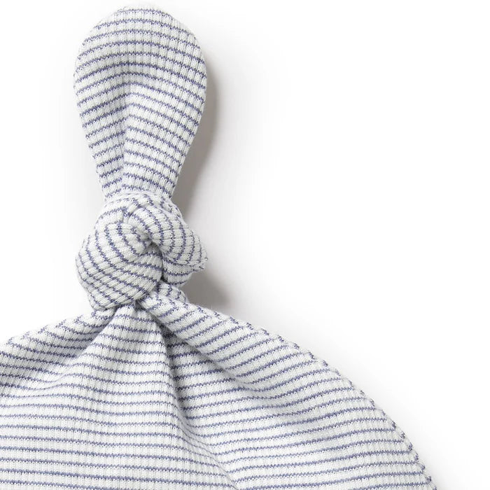 Organic Stripe Rib Knot Hat Rain Drop