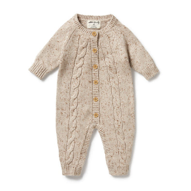 Wilson & Frenchy Almond Fleck Knitted Cable Growsuit