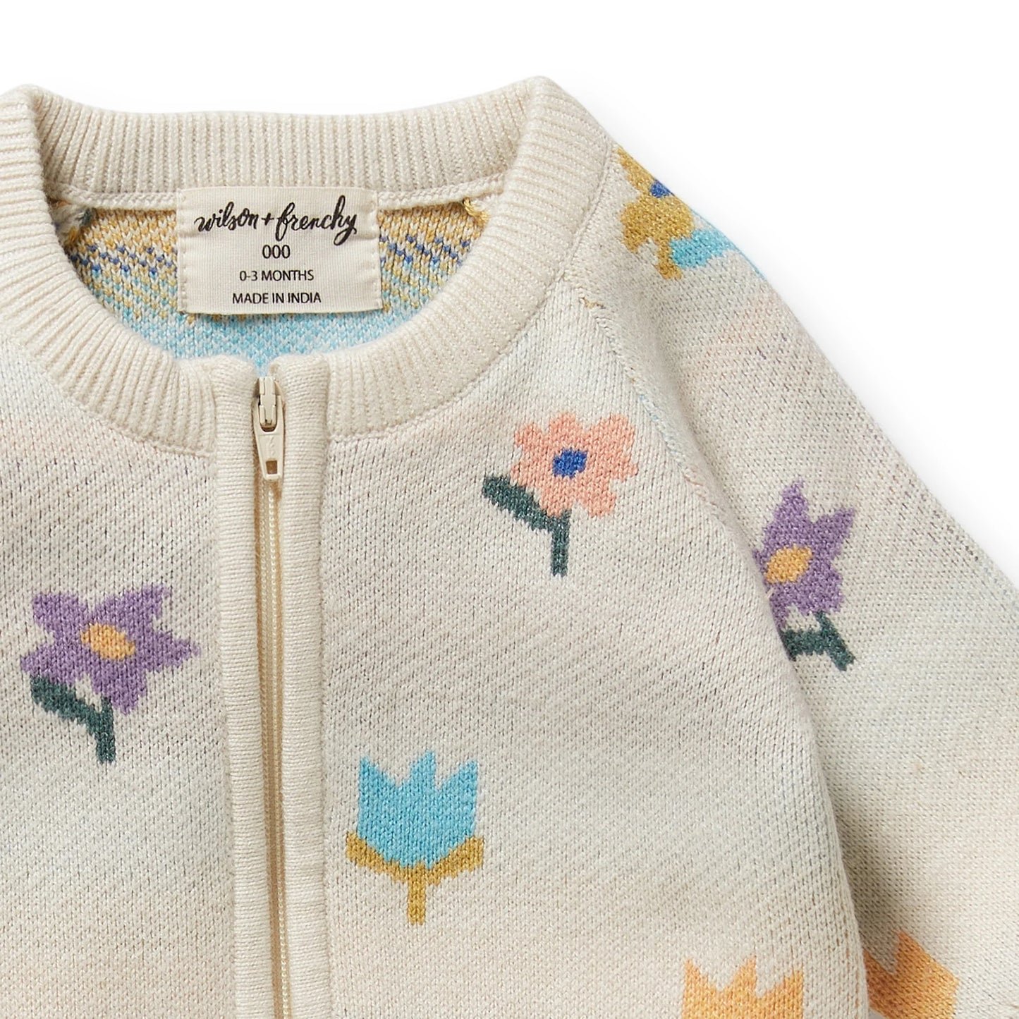 Flower Pop Organic Knitted Jacquard Growsuit