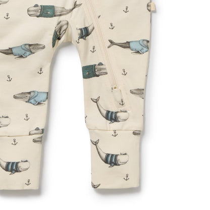 Woolly Whales Organic Zipsuit with Feet