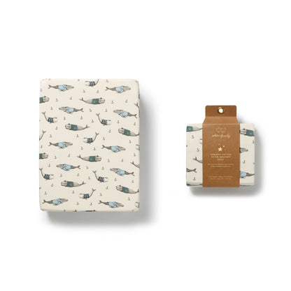 Woolly Whales Organic Bassinet Sheet