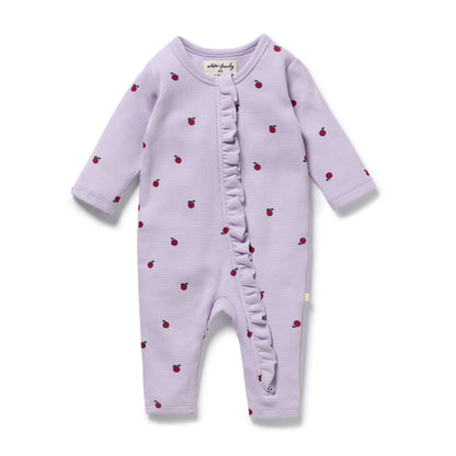 Berry Plums Organic Waffle Ruffle Zipsuit - Berry Plums - Organic Cotton Waffle
