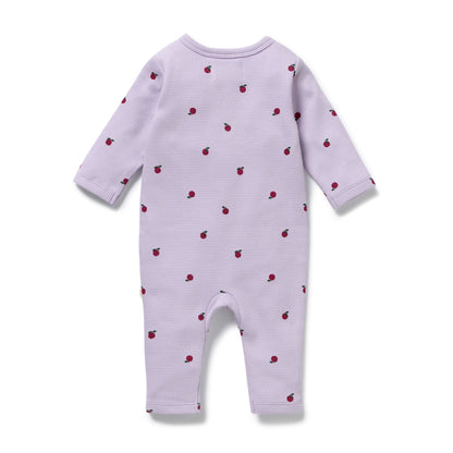 Berry Plums Organic Waffle Ruffle Zipsuit - Berry Plums - Organic Cotton Waffle
