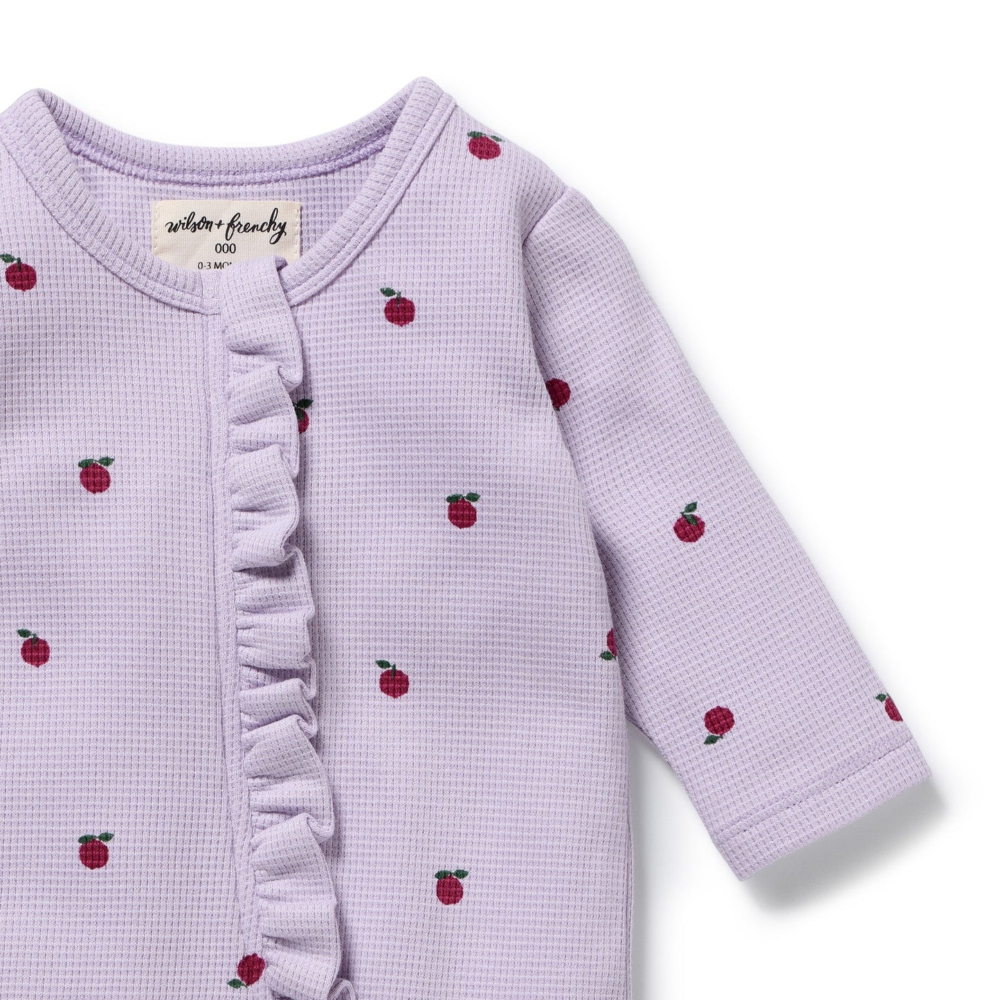 Berry Plums Organic Waffle Ruffle Zipsuit - Berry Plums - Organic Cotton Waffle